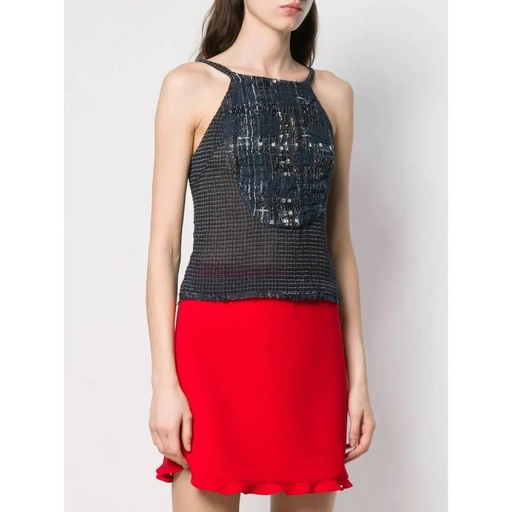 Chanel Blue Silk Top - '00s Blue Silk Good - Back View