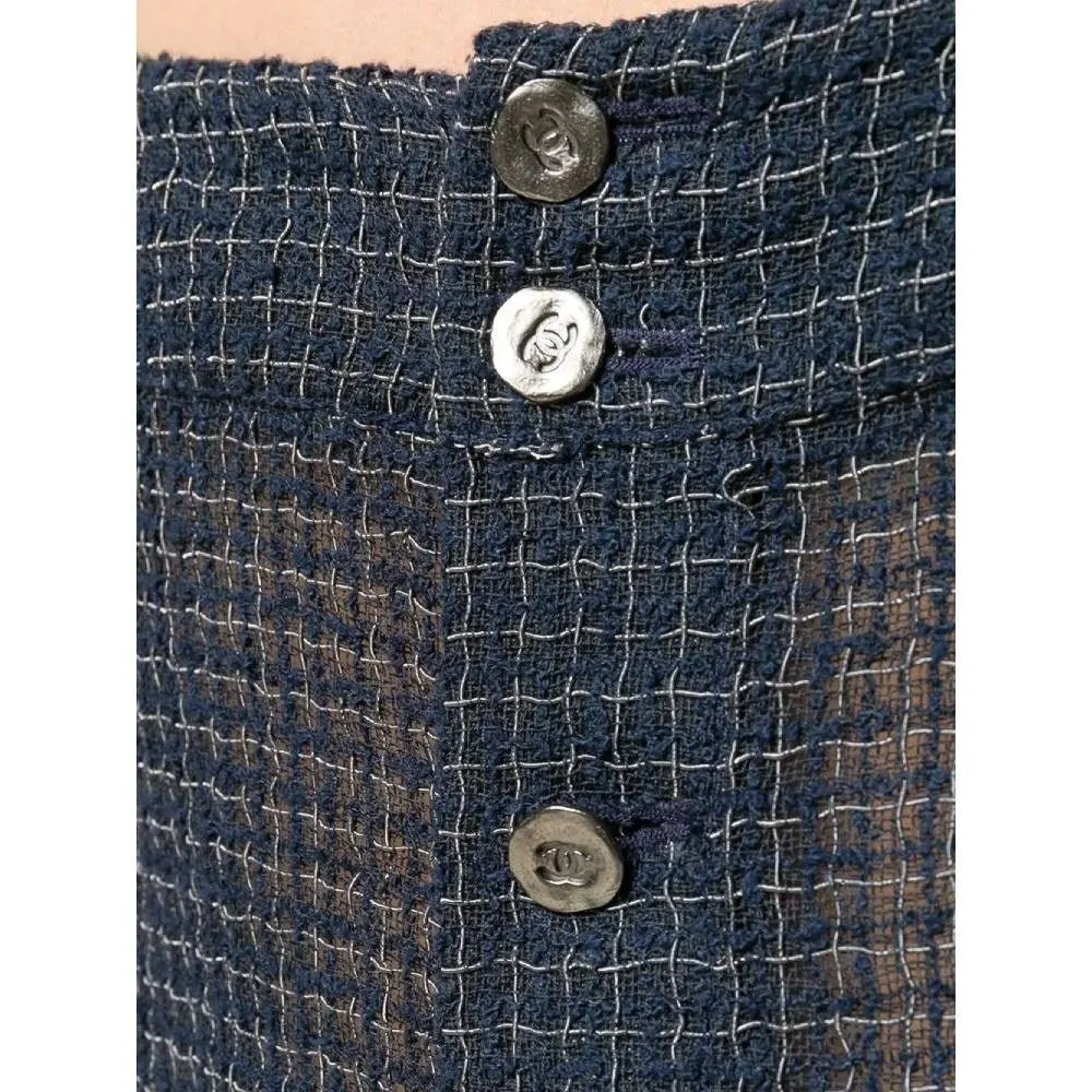Chanel Blue Silk Top - '00s Blue Silk Good - Model View