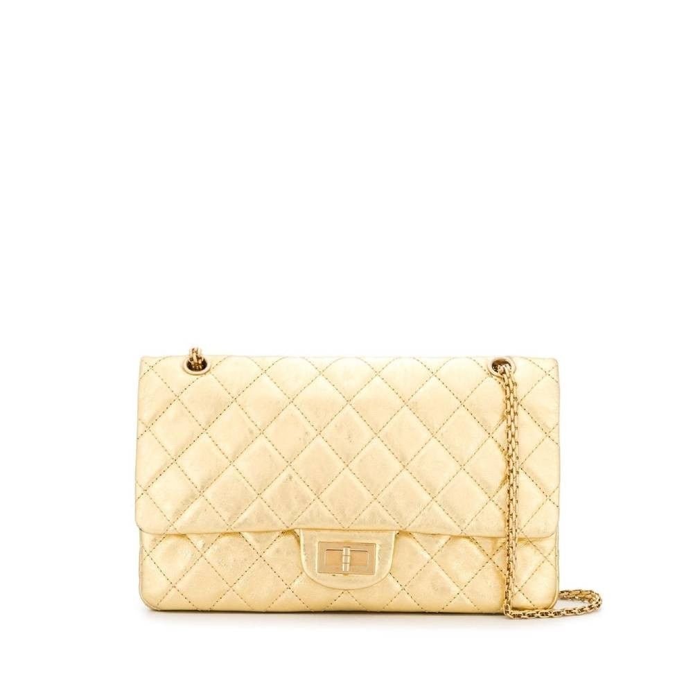 Chanel 2.55 Gold Jumbo Bag - '00s Gold Medium Leather