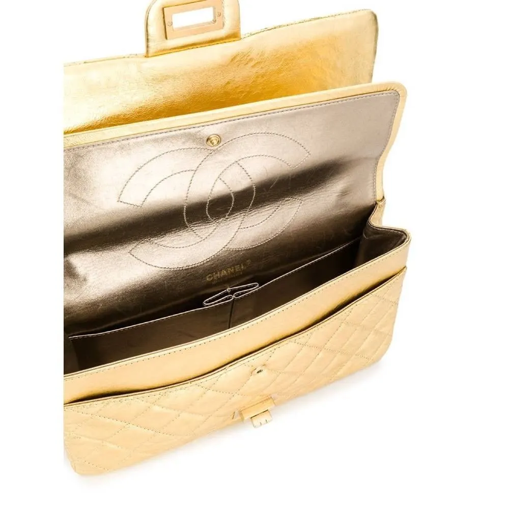 Chanel 2.55 Gold Jumbo Bag - '00s Gold Leather Good - Box View