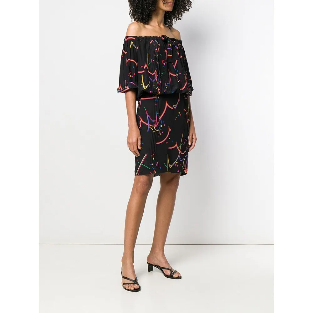 Prada Black and Multicolor Silk Dress - '00s Black Silk Good - Back View