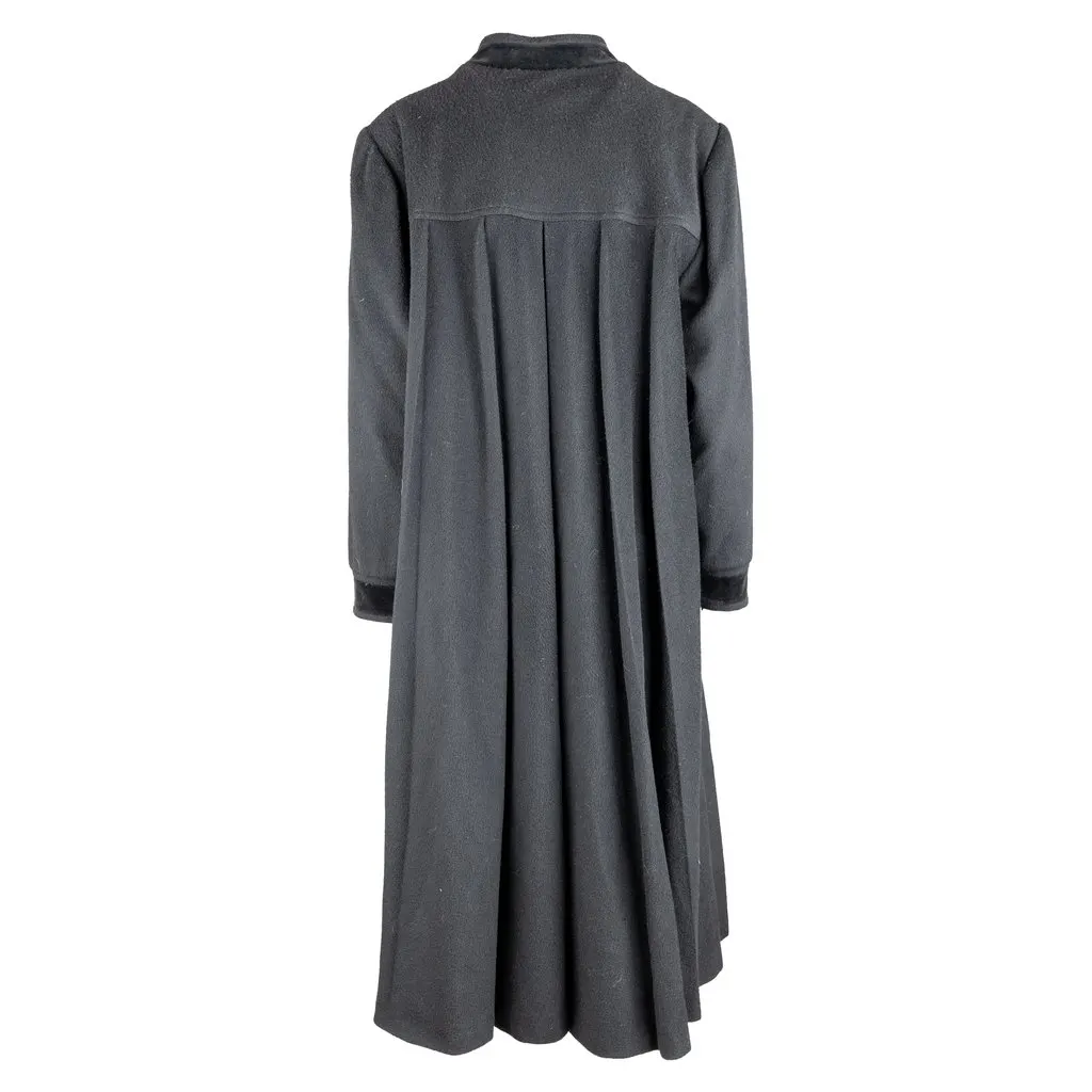 Unsigned Ritz Saddler Vintage Coat - '90s Black Wool Good - Back View