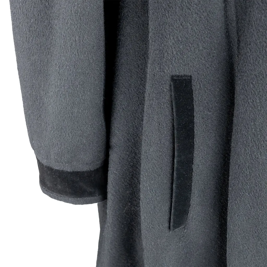 Unsigned Ritz Saddler Vintage Coat - '90s Black Wool Good - Box View