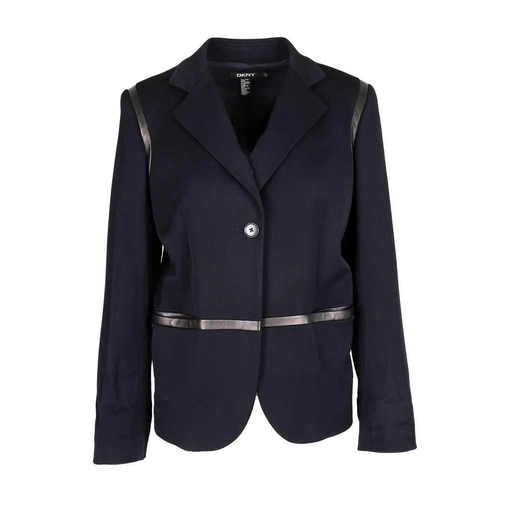 DKNY Jacket With Faux Leather Trimmings - '00s Red Leather Good - Front View