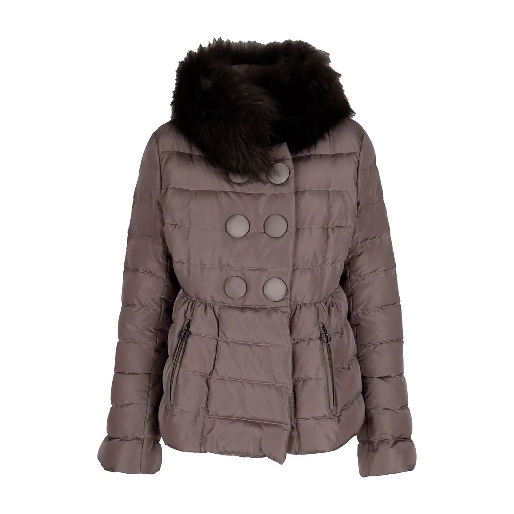 Moncler Down Jacket With Fur - '10s Brown Good - Front View
