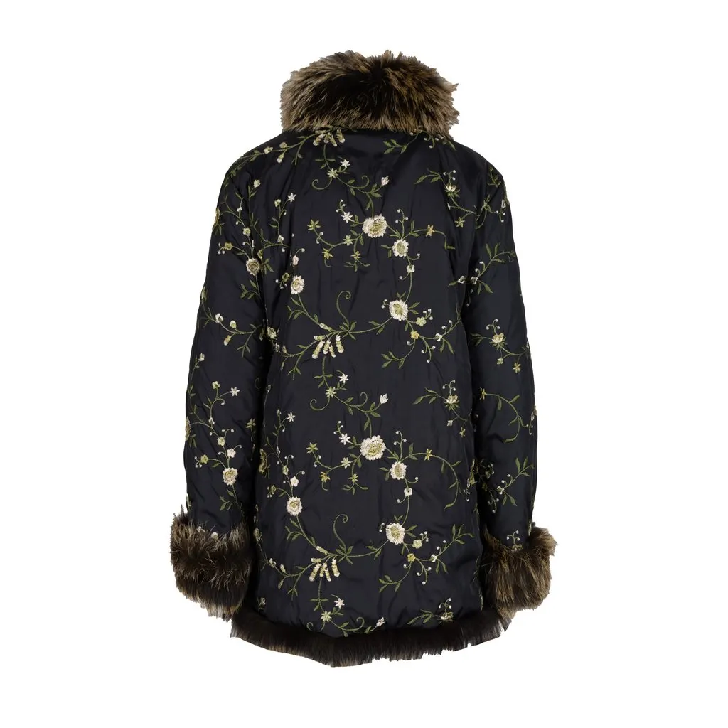 Unsigned Scervino Embroidered Jacket with Fur - '10s Red Good - Back View
