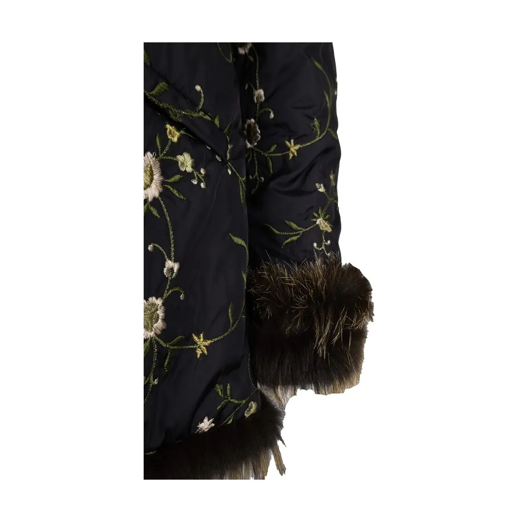 Unsigned Scervino Embroidered Jacket with Fur - '10s Red Good - Inside View