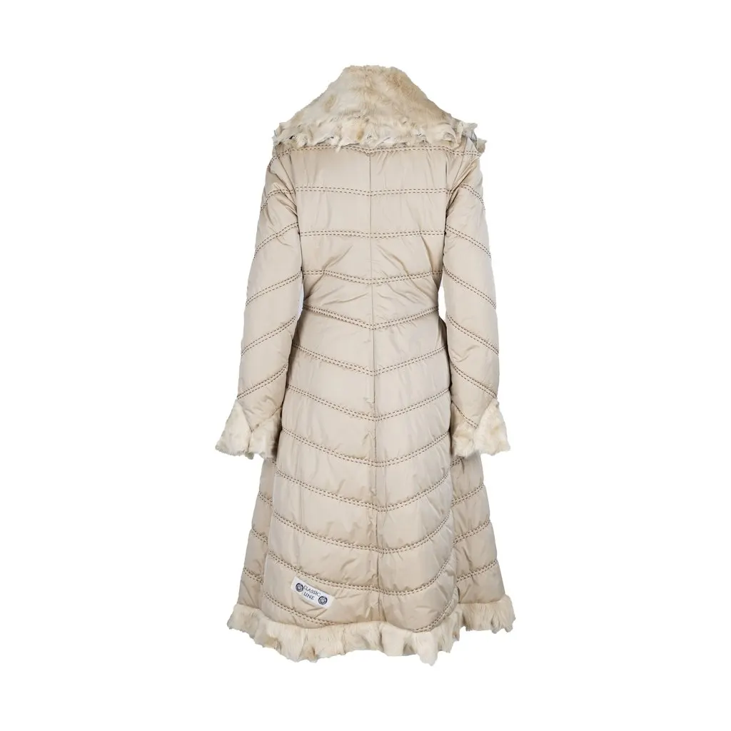 Unsigned Down Jacket With Fur - '10s Beige Good - Back View