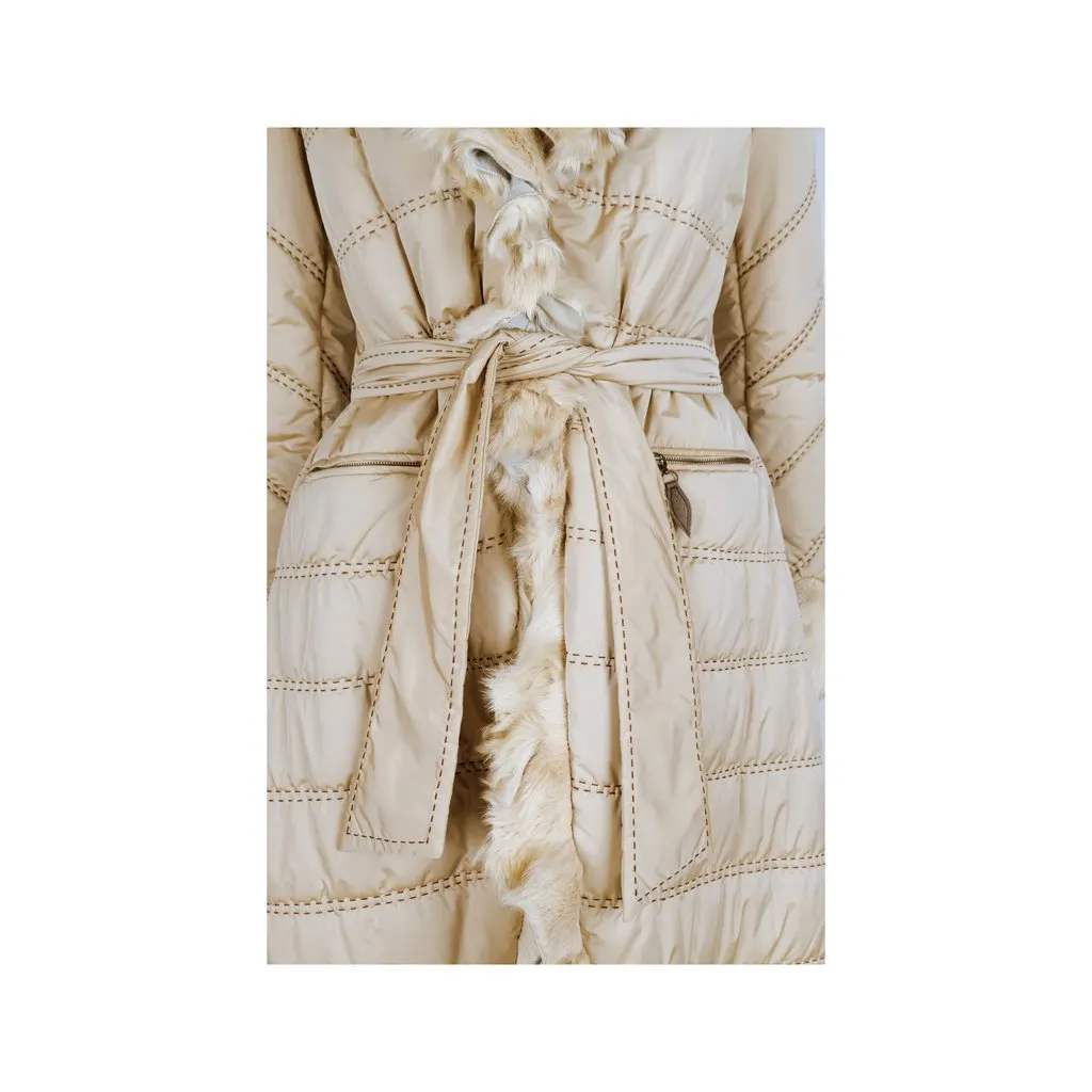 Unsigned Down Jacket With Fur - '10s Beige Good - Inside View