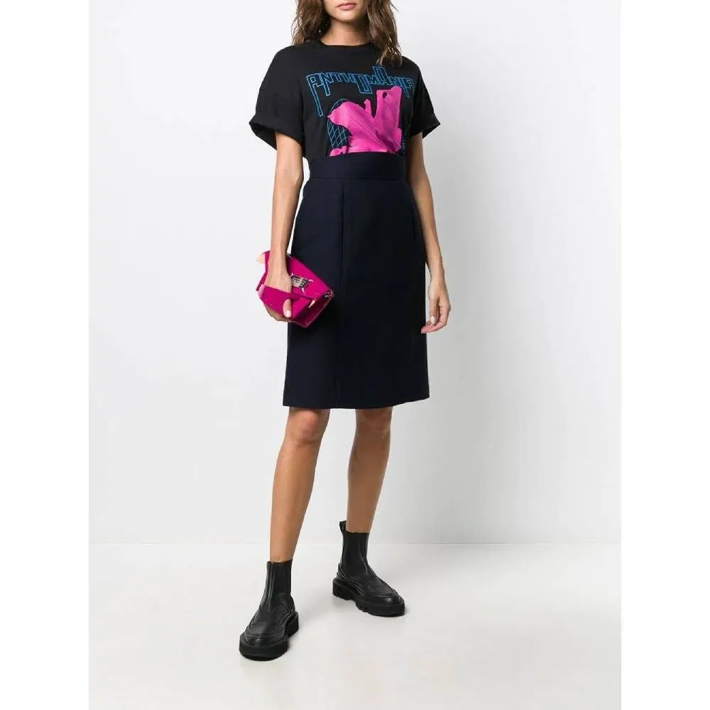 Chanel Blue Wool Skirt - '80s Blue Wool Good - Back View