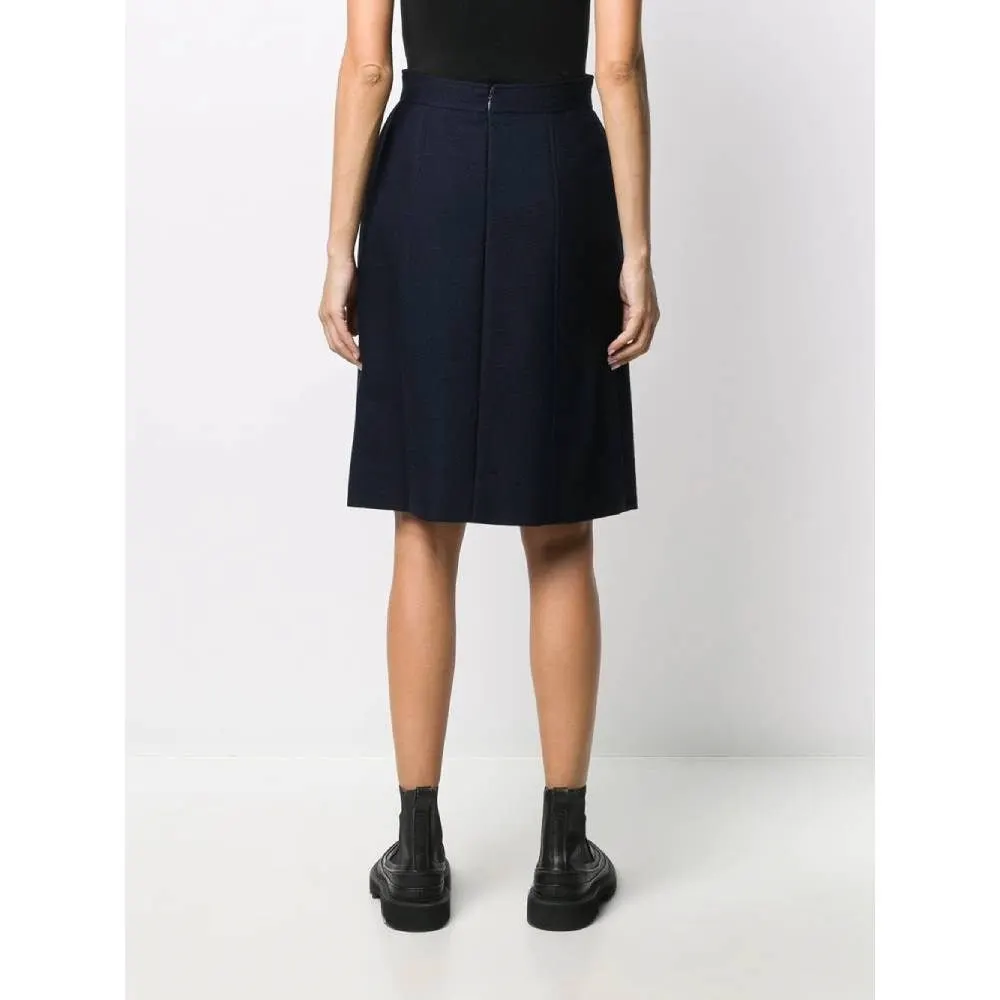 Chanel Blue Wool Skirt - '80s Blue Wool Good - Model View