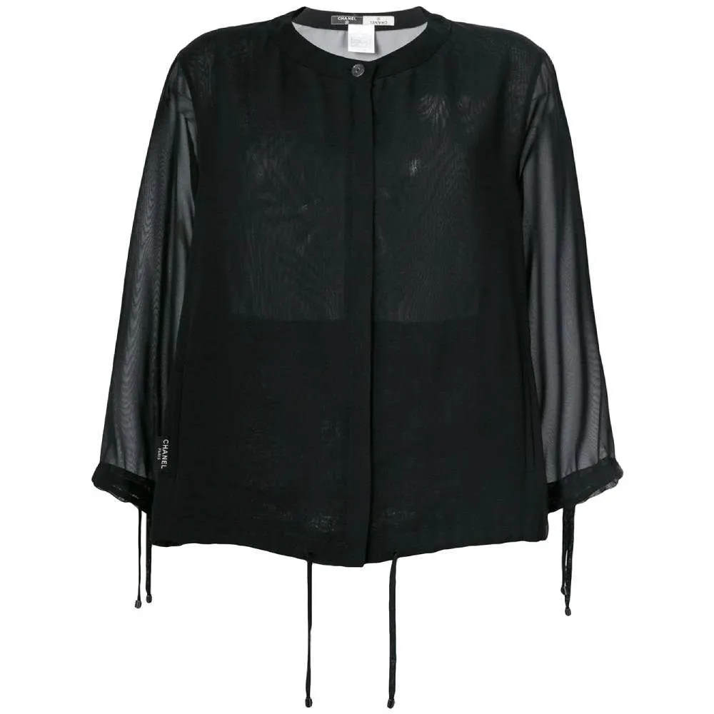 Chanel Black Semitransparent Blouse - '90s Black Good - Front View