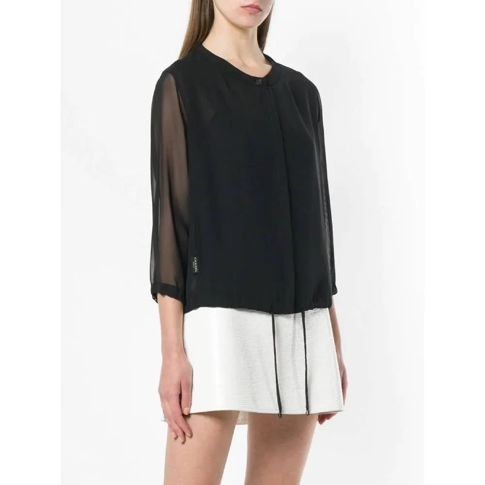 Chanel Black Semitransparent Blouse - '90s Black Good - Inside View