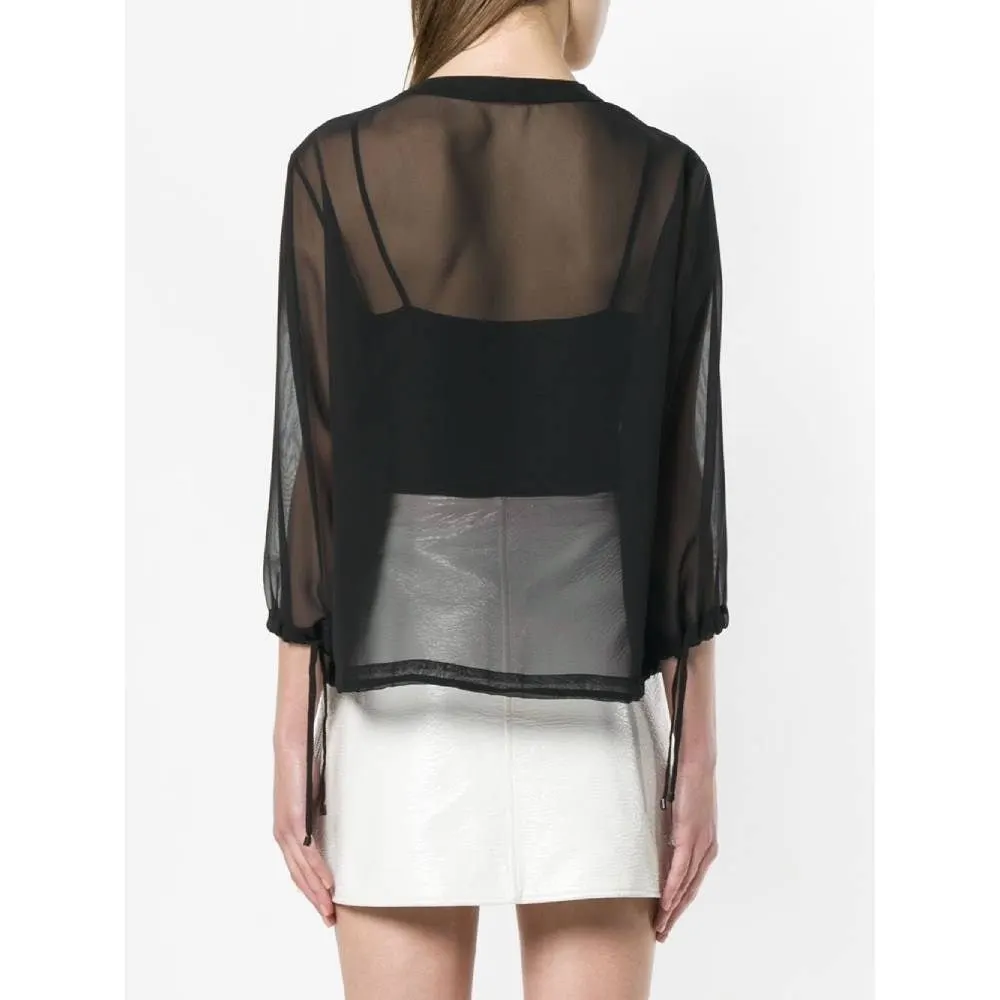 Chanel Black Semitransparent Blouse - '90s Black Good - Model View