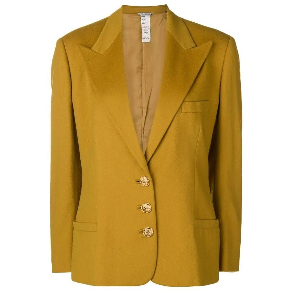 Gianni Versace Mustard Wool Jacket - '80s Red Wool Good - Front View