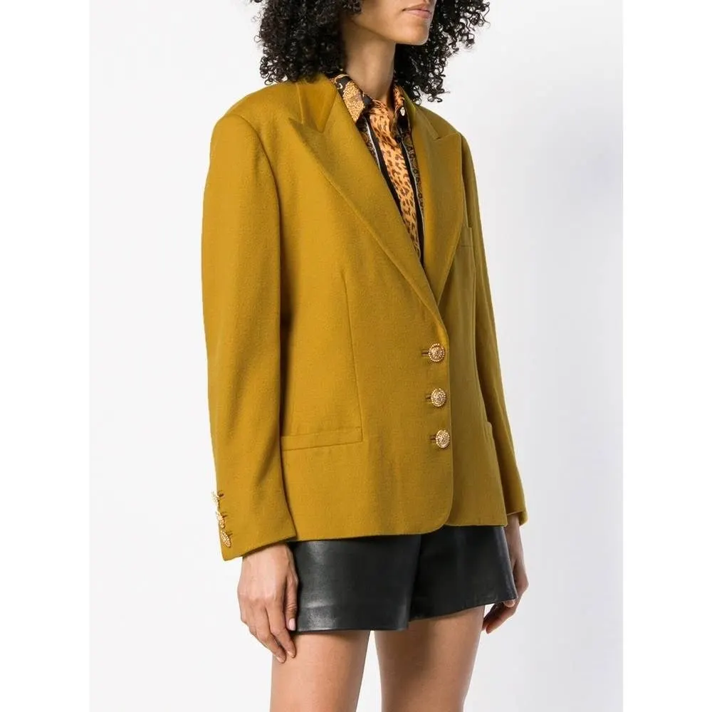 Gianni Versace Mustard Wool Jacket - '80s Red Wool Good - Back View