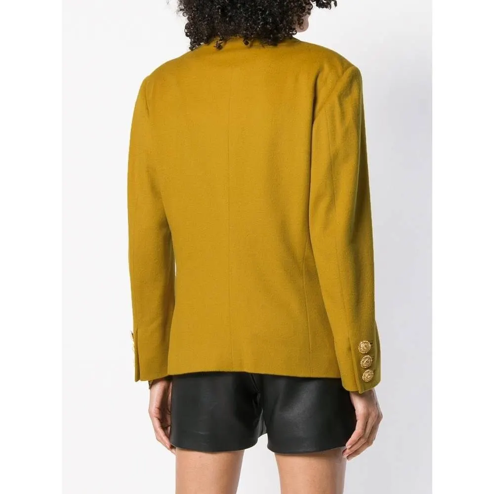 Gianni Versace Mustard Wool Jacket - '80s Red Wool Good - Inside View