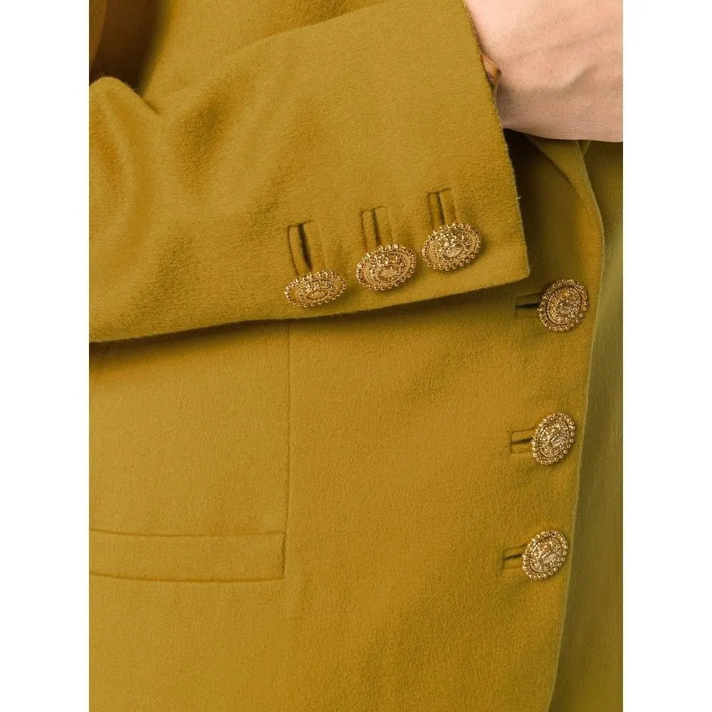 Gianni Versace Mustard Wool Jacket - '80s Red Wool Good - Model View