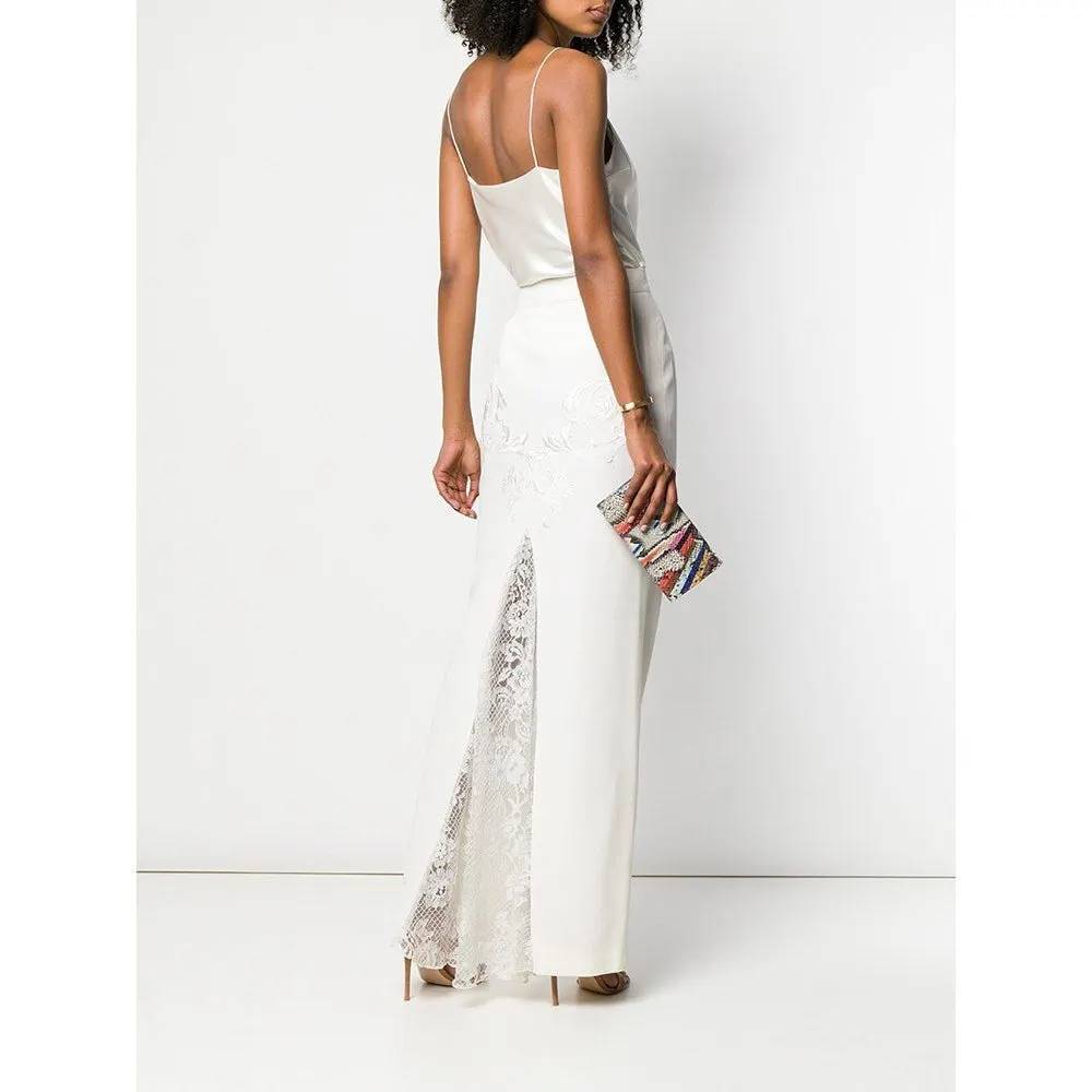 Gianfranco Ferré White Long Skirt - '90s White Lace Good - Back View