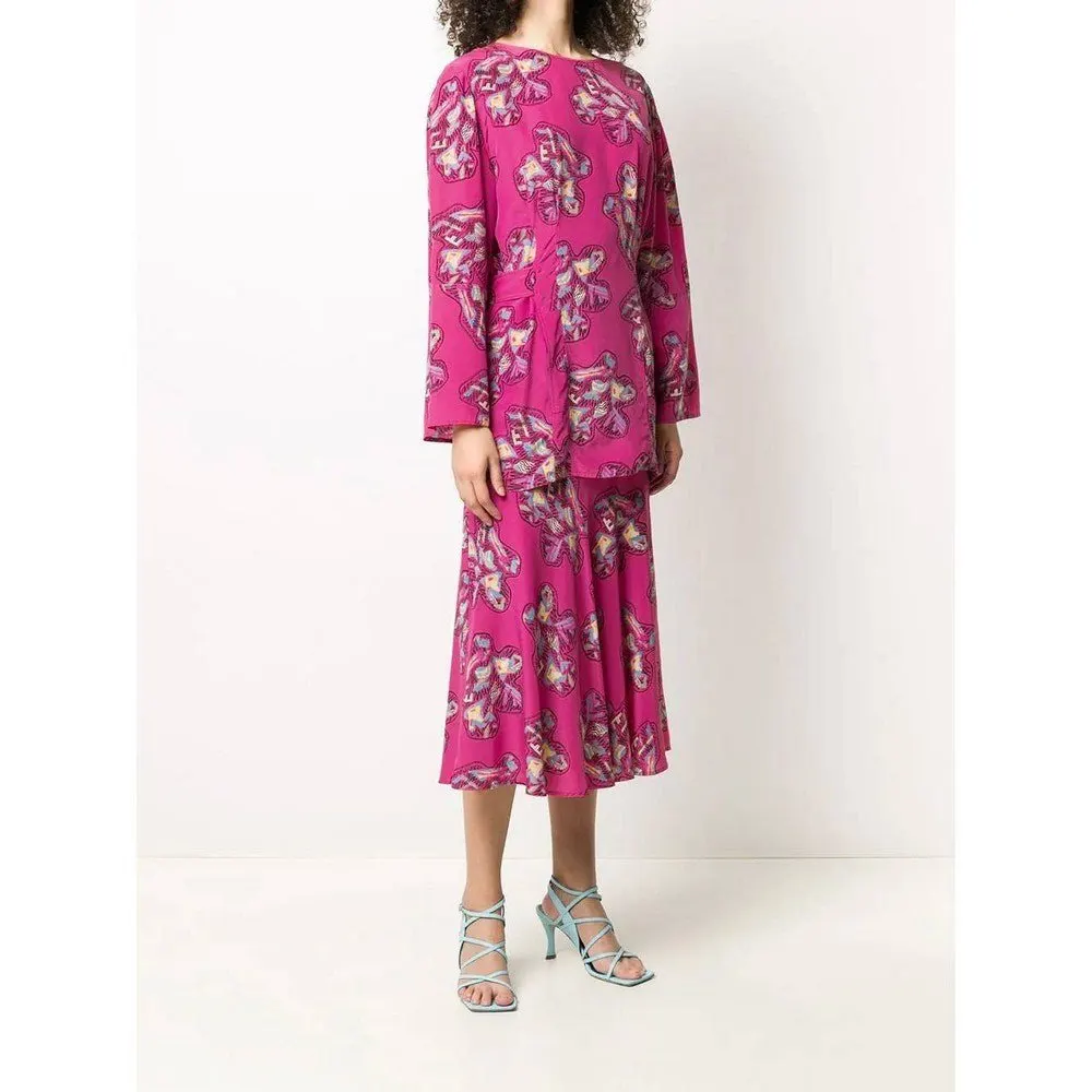 Fendi Pink Floral Suit - '70s Pink Silk Good - Back View
