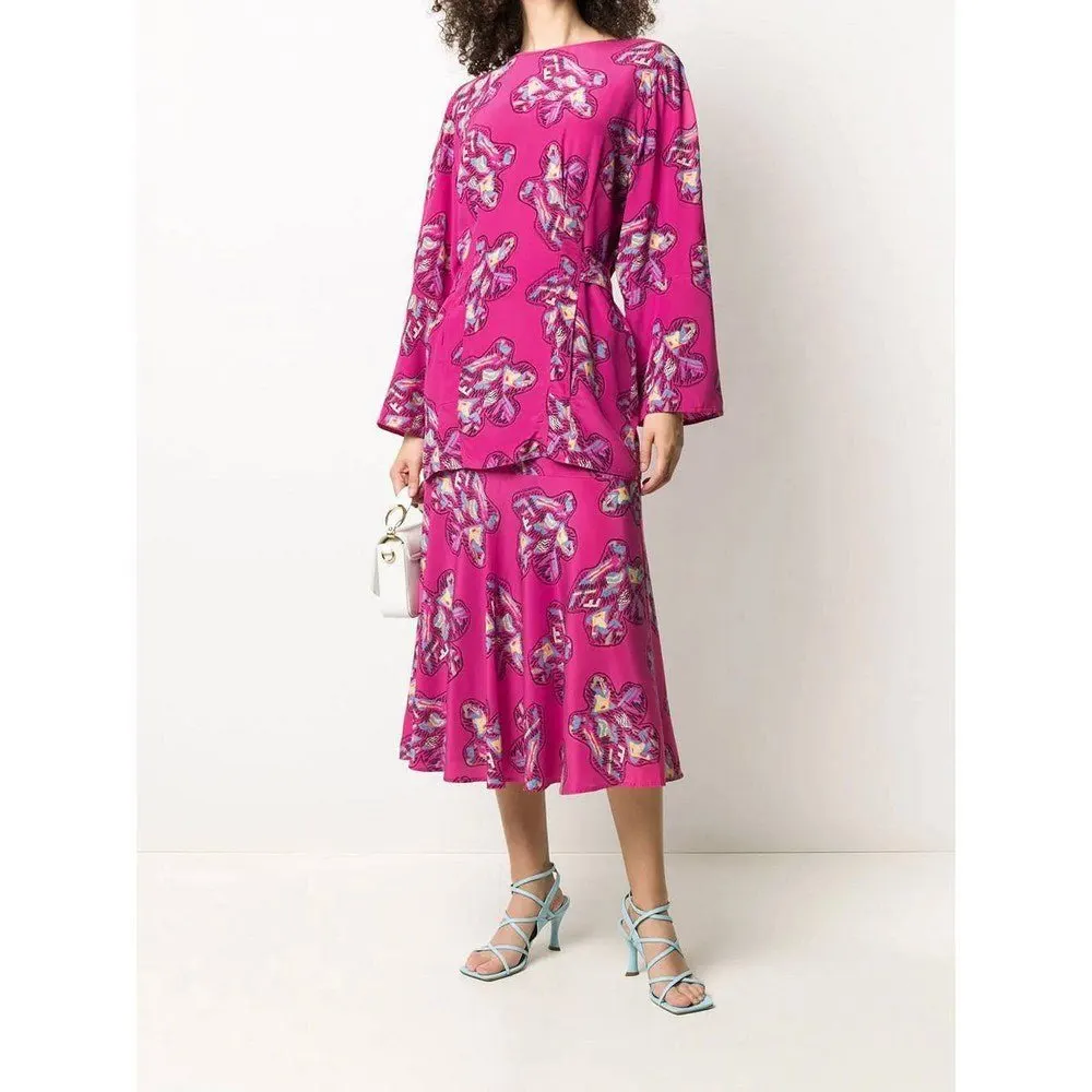 Fendi Pink Floral Suit - '70s Pink Silk Good - Box View
