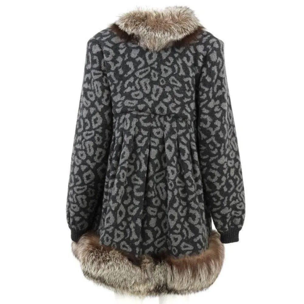 Valentino Cashmere and Fox Fur Cardigan - '80s Grey Wool Good - Back View