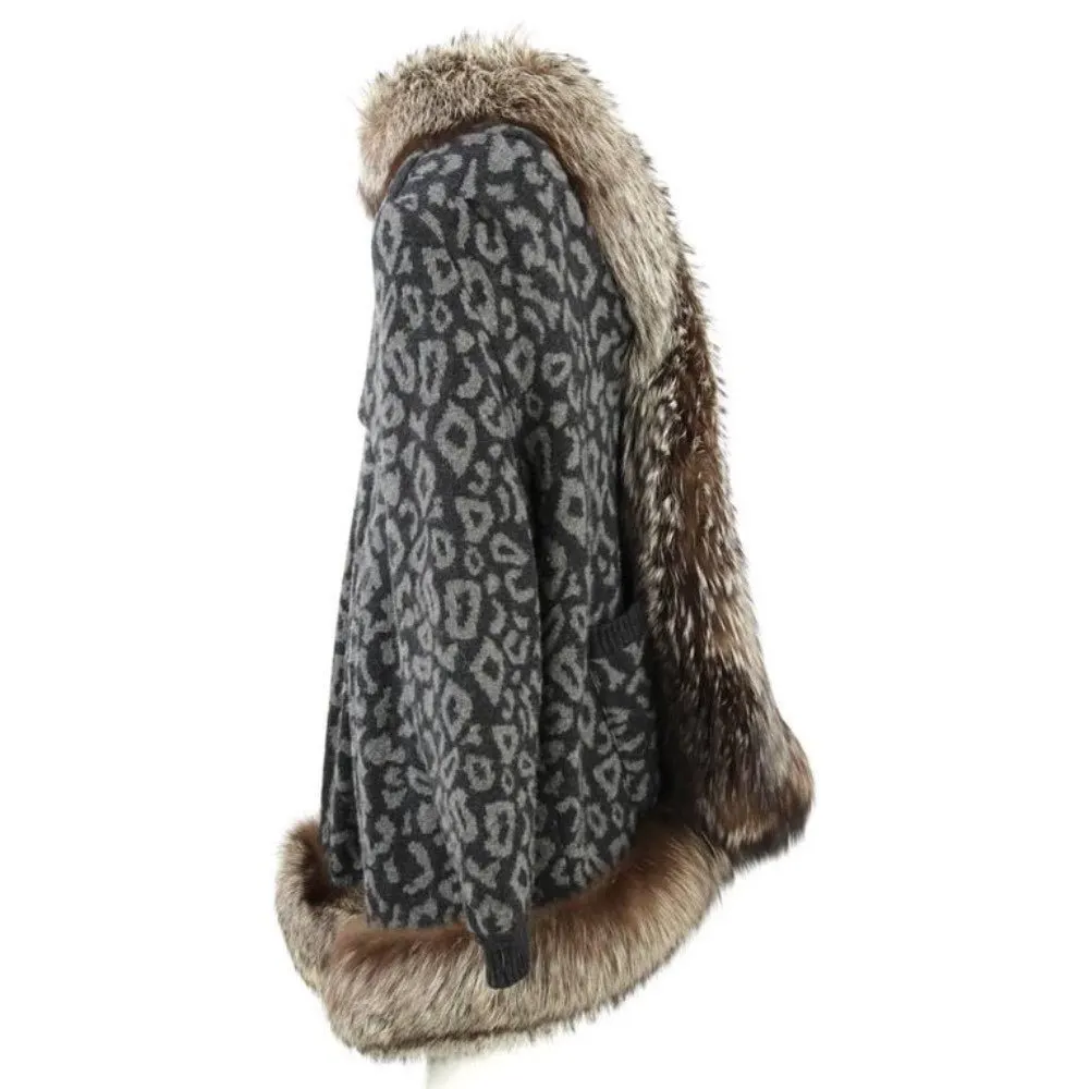 Valentino Cashmere and Fox Fur Cardigan - '80s Grey Wool Good - Inside View