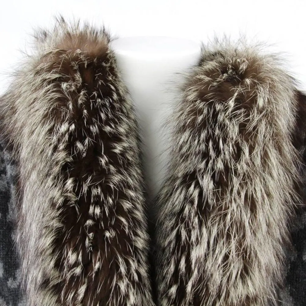 Valentino Cashmere and Fox Fur Cardigan - '80s Grey Wool Good - Box View