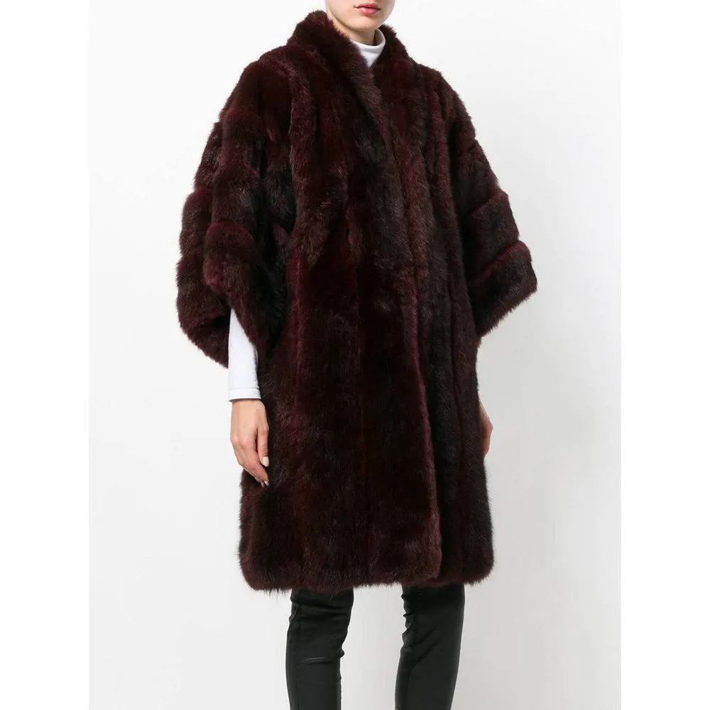 Christian Dior Burgundy Fur Coat - '80s Burgundy Good - Inside View
