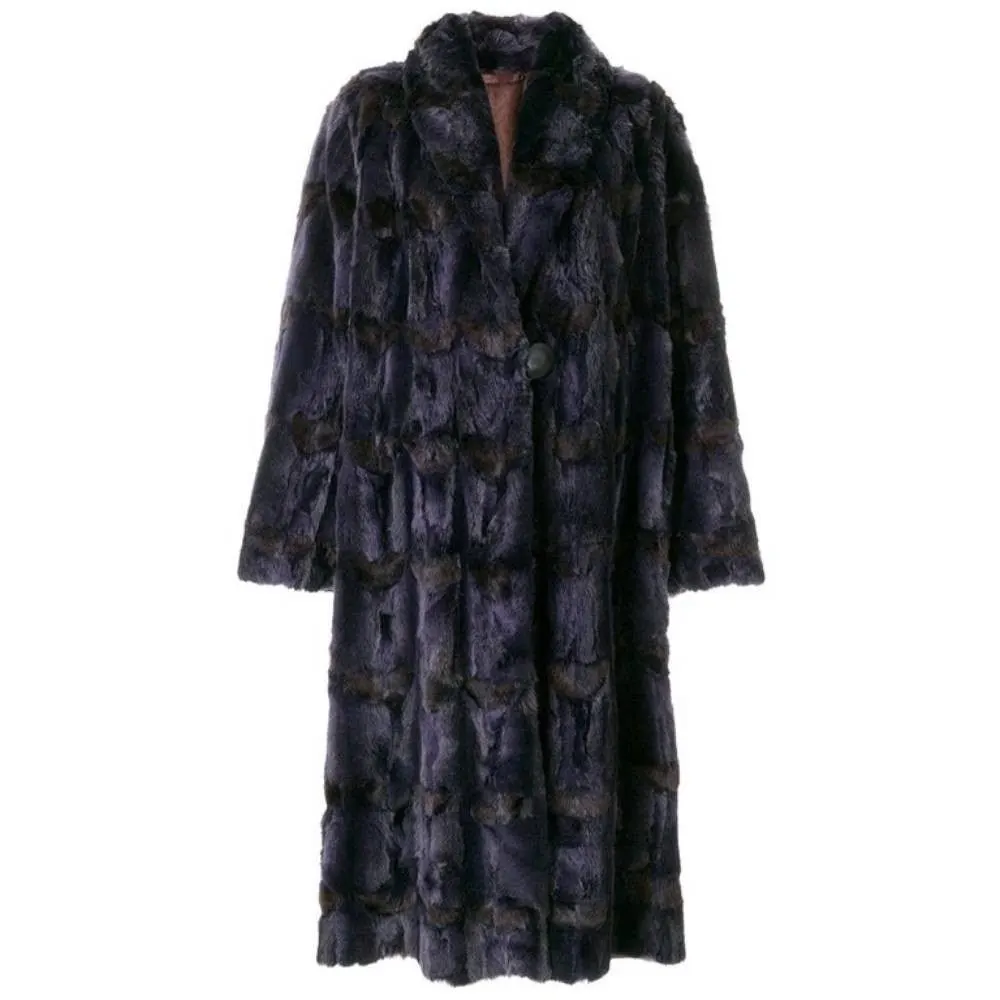 Fendi Purple Fox Fur Coat - '90s Purple Silk Good - Front View