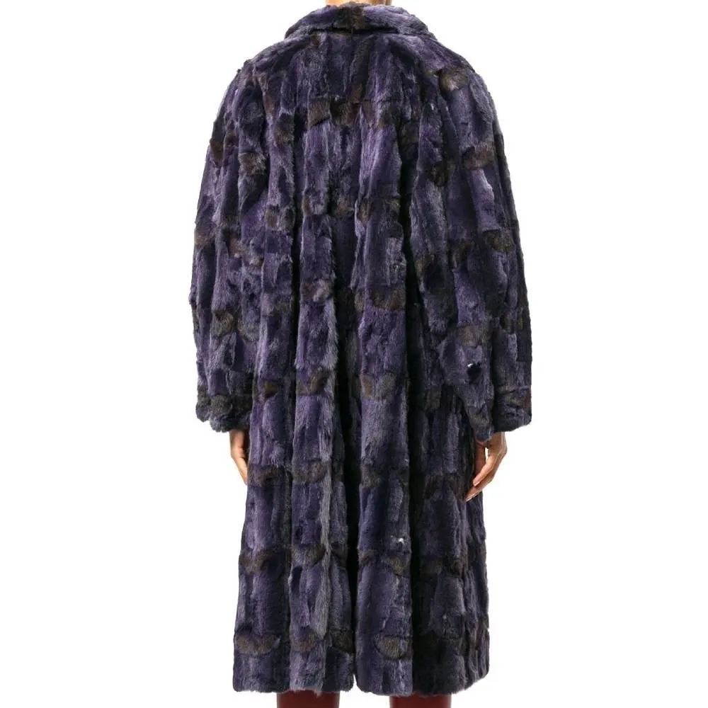 Fendi Purple Fox Fur Coat - '90s Purple Silk Good - Back View