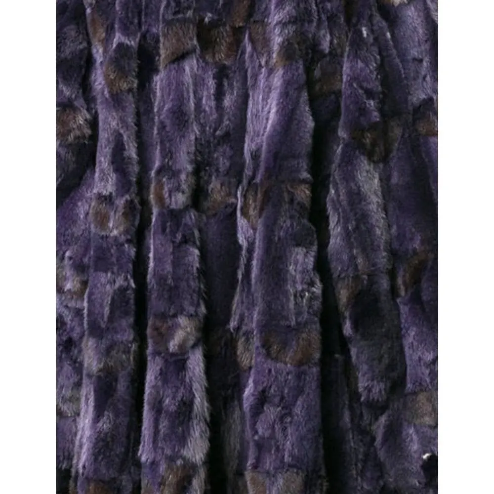 Fendi Purple Fox Fur Coat - '90s Purple Silk Good - Model View