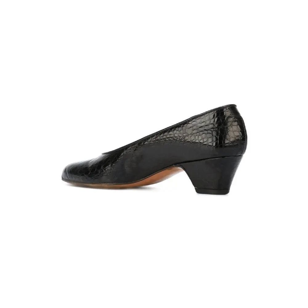 Fendi Shiny Black Leather Pumps - '80s Black Leather Good - Inside View