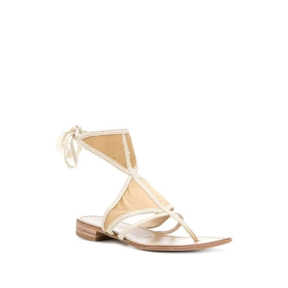 Prada Beige Rope Flat Sandals - '00s Beige Leather Good - Back View