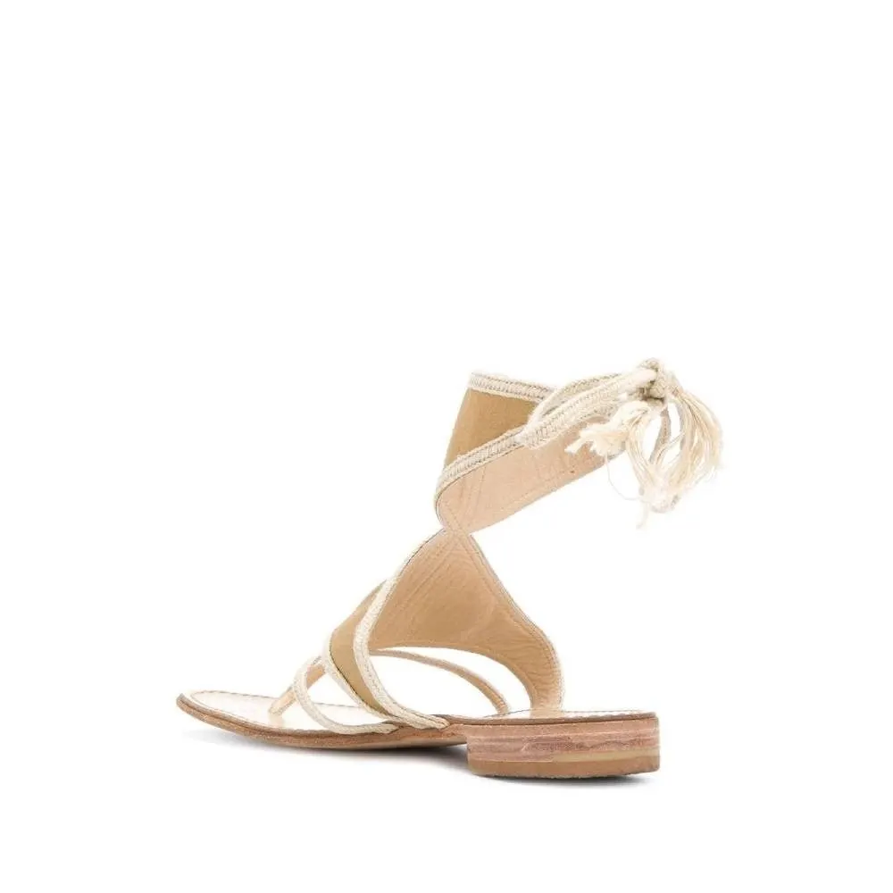Prada Beige Rope Flat Sandals - '00s Beige Leather Good - Inside View