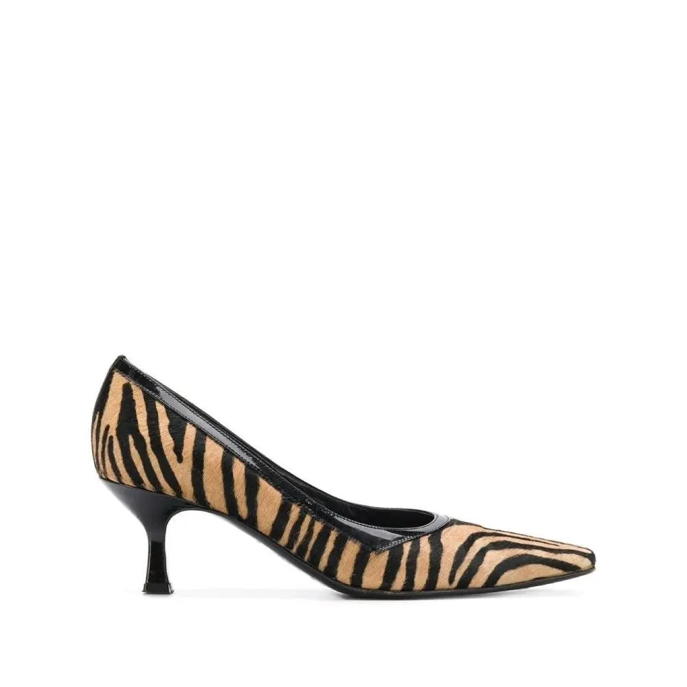 Gianni Versace Animalier Pumps - '00s Black Leather Good - Front View