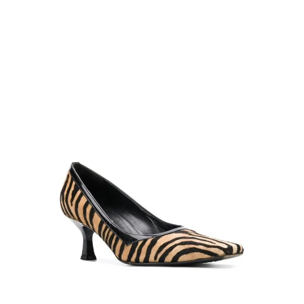 Gianni Versace Animalier Pumps - '00s Black Leather Good - Back View