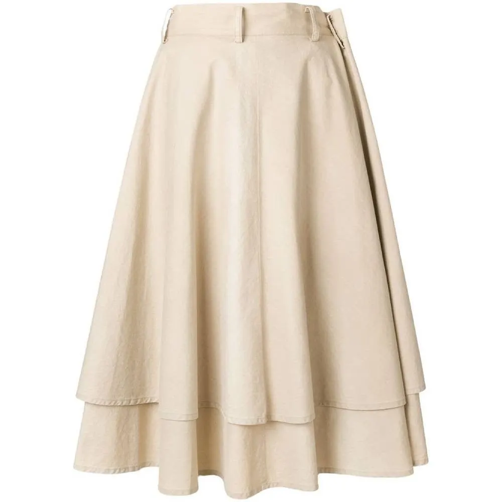 Yohji Yamamoto Beige Cotton Skirt - '90s Beige Cotton Good - Front View