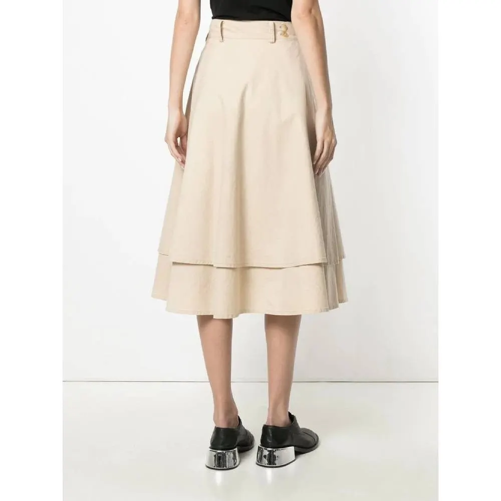 Yohji Yamamoto Beige Cotton Skirt - '90s Beige Cotton Good - Back View