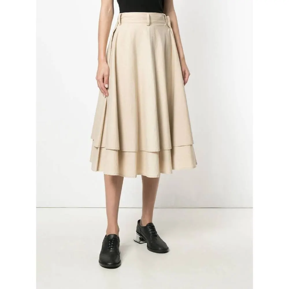 Yohji Yamamoto Beige Cotton Skirt - '90s Beige Cotton Good - Inside View