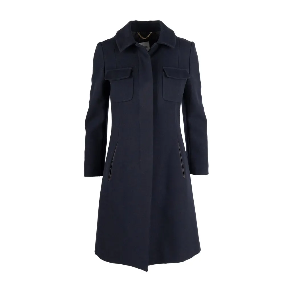 Moschino Coat with Breast Pockets - '10s Navy Wool Good - Front View