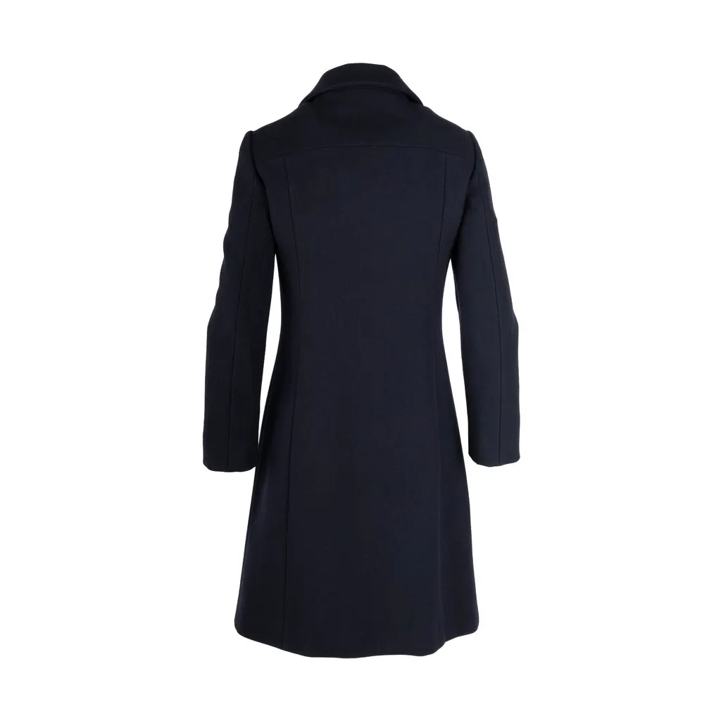 Moschino Coat with Breast Pockets - '10s Navy Wool Good - Back View