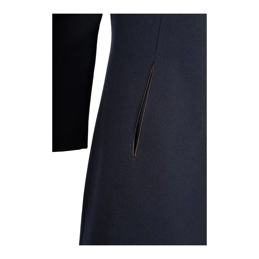 Moschino Coat with Breast Pockets - '10s Navy Wool Good - Inside View