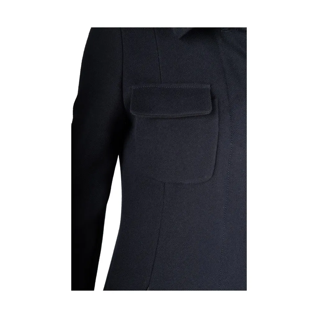 Moschino Coat with Breast Pockets - '10s Navy Wool Good - Model View