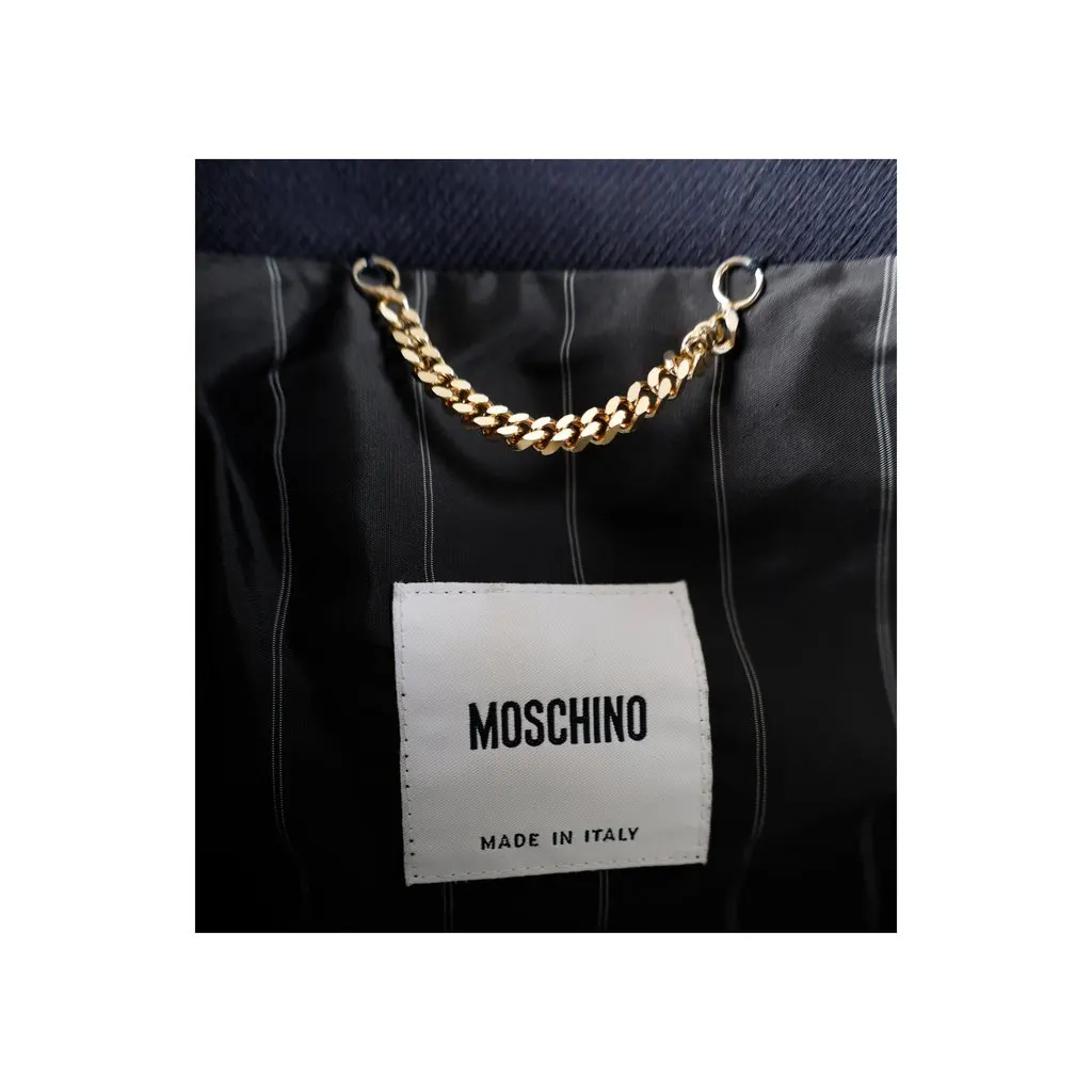Moschino Coat with Breast Pockets - '10s Navy Wool Good - Box View