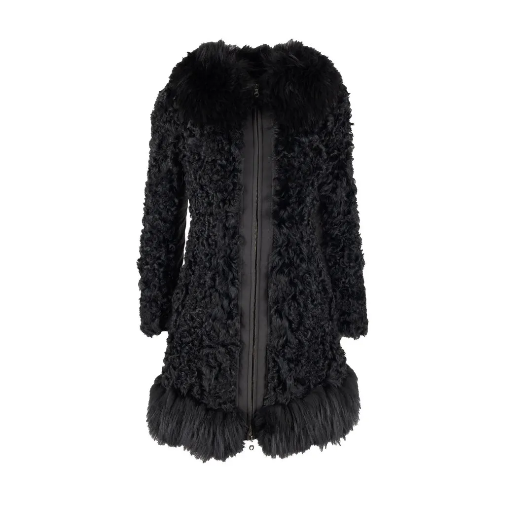 Moschino Cheap and Chic Shearling Coat with Fur - '10s Red Shearling Good - Front View