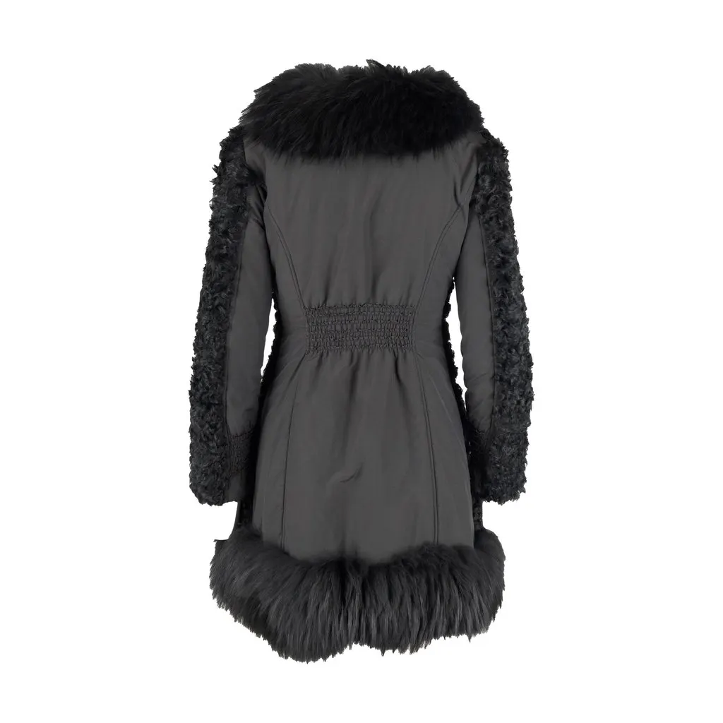 Moschino Cheap and Chic Shearling Coat with Fur - '10s Red Shearling Good - Back View