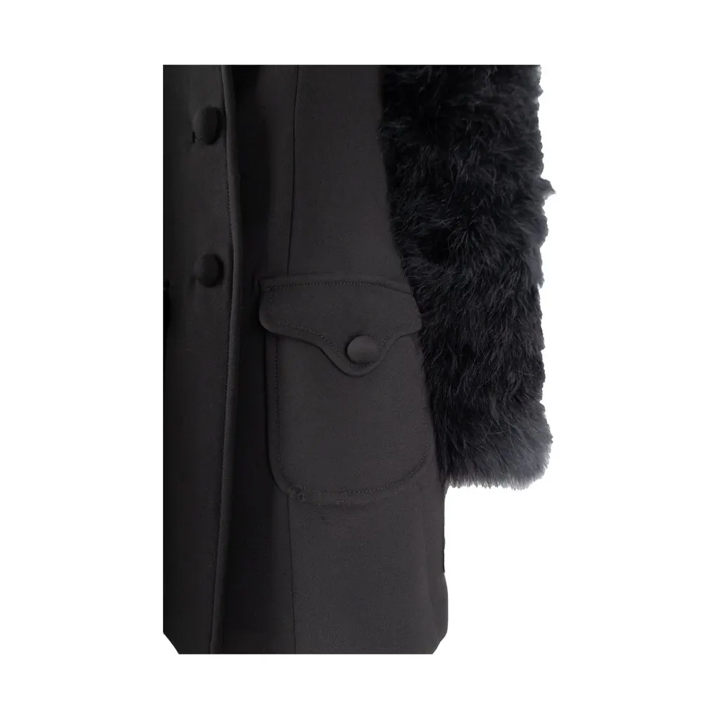 Valentino Wool Coat with Animal Feather Sleeves - '10s Red Wool Good - Box View