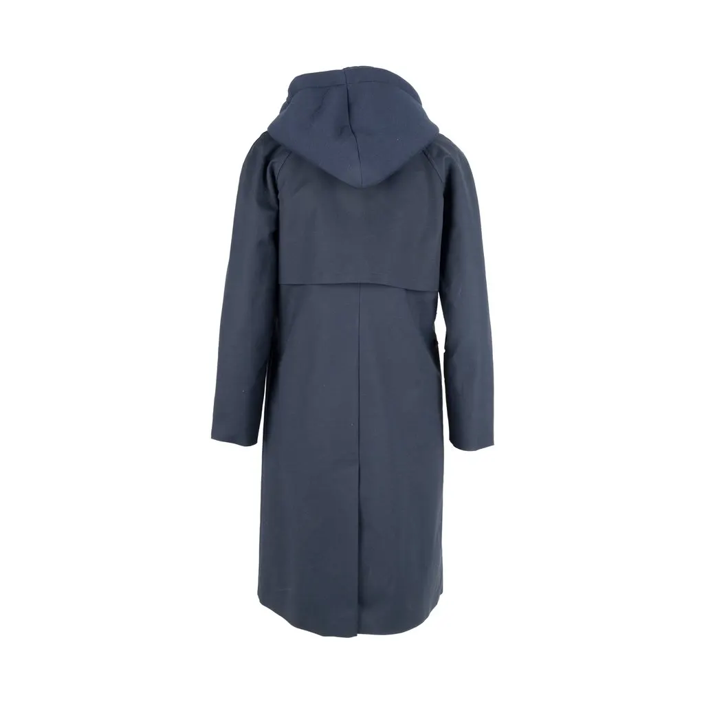 Emporio Armani Trench Coat with Detachable Hoodie - '10s Navy Cotton Good - Inside View