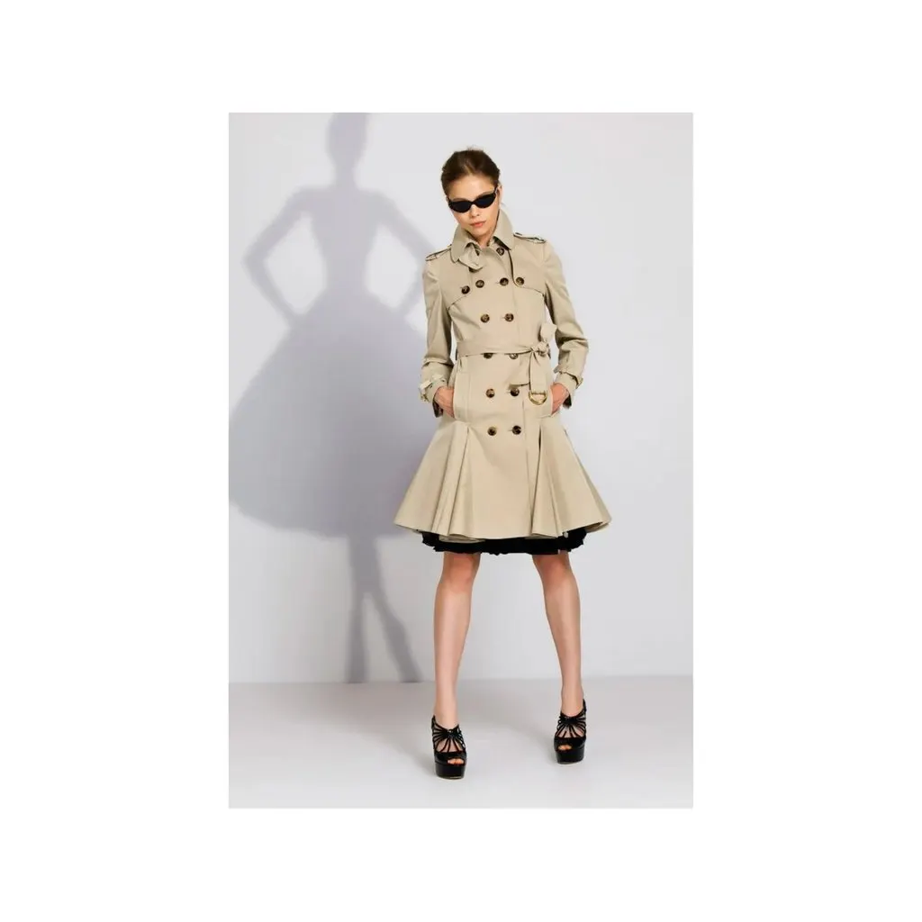 Moschino Cheap and Chic Trench Coat with Pleats - '10s Navy Cotton Good - Back View
